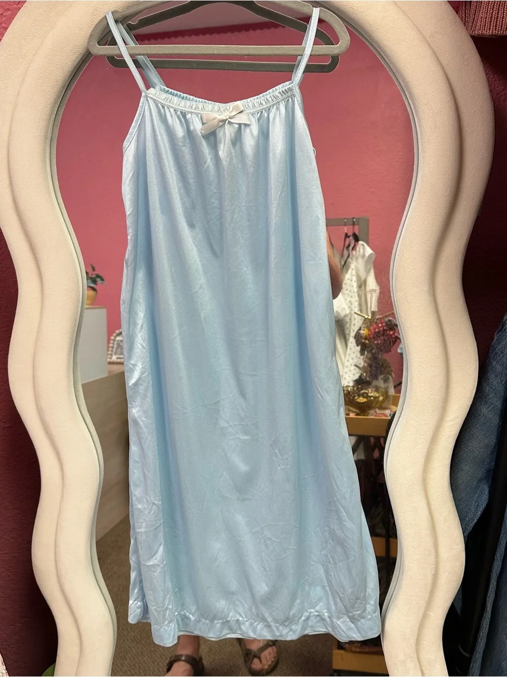 Vintage Shirey Girls Light Blue nightgown and robe set with Lace Trim